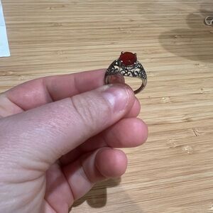 Red Onyx Statement Ring – Size 7 (Platinum Over Copper)